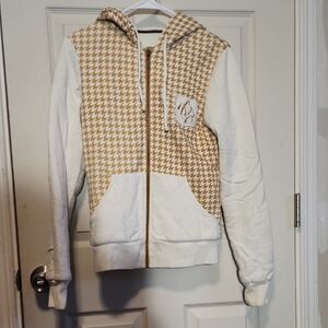Tan and White Houndstooth Hoodie